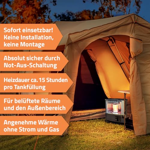 Heizgerät 3000 Watt mit manueller Handpumpe, ration1 Petroleumofen, Dochtofen ohne Strom/Gas nutzbar, Petroleumheizung für belüftete Räume, für Camping, Terrasse, Outdoor, Stromausfall – Bild 5