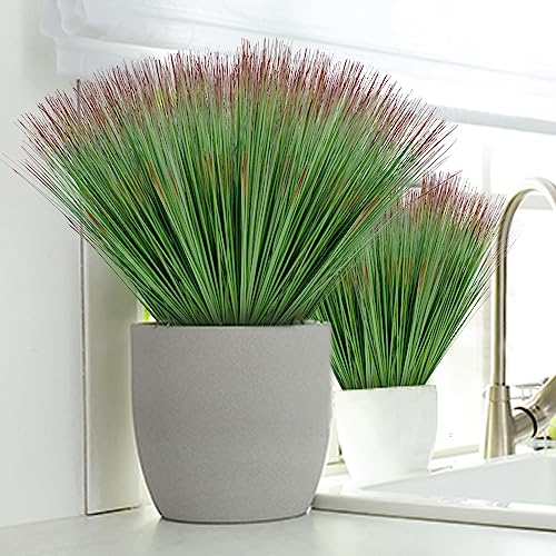 Dolicer 8 Pcs Artificial Plants Artificial Onion Grass Bushes Faux Greenery Shrubs Plastic Wheat Grass Artificial Onion Plants Uv Resistant Plants Garden For Outdoor Indoor Garden Outside Decor 17.3'' #TOP6