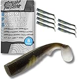 ELIASVFISHING Extreme Paddle Tail Swim Baits - Soft Plastic Swimbaits, Premium Paddle Tail Swimbaits for Bass Fishing, Great Action Saltwater Soft Swimbait Shad Lure, 8 Pack, 5.5' Green Pumpkin Shad