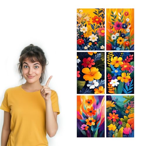 Image of SiddArtify Floral Wall Art Prints Set - Colorful Botanical Poster Decor for Living Room Bedroom - 12x18 inch Board Pack of 6