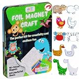Foil Fun Art Kit for Kids - Reusable Animal Foil Art for Girls & Boys, DIY Mess-Free Girls Craft Kit w/Magnets, Ideal Travel Toy & in Car Activities for Kids (Tiere)