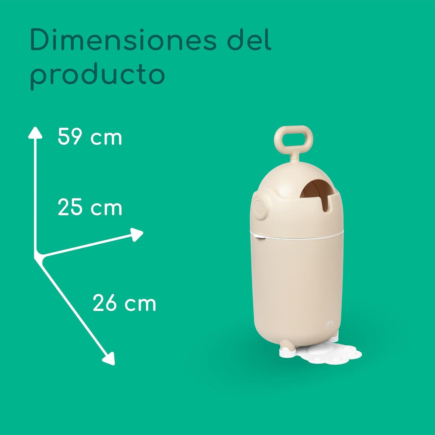 Bebeconfort Papelera Pañales Talla M, Tapa Antiolor, Compatible con Cualquier Bolsa Basura, Capacidad Máx. 20 Pañales, Uso con Una Sola Mano, Tamaño Conveniente para Almacenaje, Fácil Limpieza, Gris