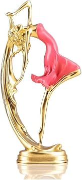 Resin Dancing Girl Sculpture Statue Simple Modern Graceful Dance Movements Figurine, Home Decor Art Collection Cabinet Desktop Decoration Ornament Pink