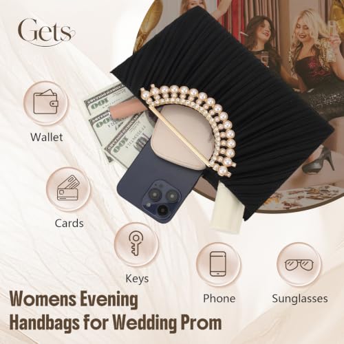 Image of Gets Clutch Purses for Women PU Leather Evening Handbag for Formal Wedding Party Clutches Small Crossbody Bag with Chain