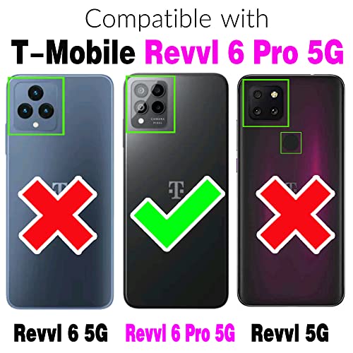 Compatible with T-Mobile Revvl 6 Pro 5G 2022 Wallet Case Tempered Glass Screen Protector Zipper Leather Flip Cover Card Holder Stand for Tmobile Revel Tmo Revell T Mobile Rebel 6pro TCL TMAF035G Brown