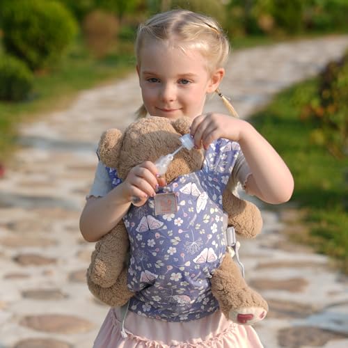 GAGAKU Baby Doll Carrier for Little Girls Kids, Reborn Doll Accessories, Toy Baby Dolls Sling for Toddlers - Blue - Butterfly