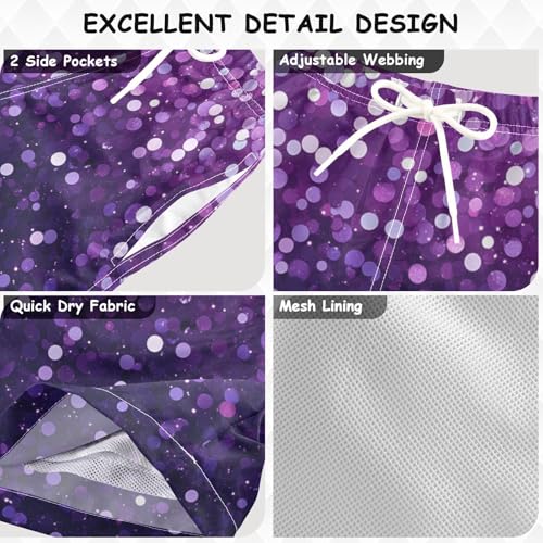 Pigsaly Boys Swim Trunks Plum Eggplant Gradient Flashing Glitter Boys Board Shorts Swimsuit Swimwear Summer Bathing Suit 3T3