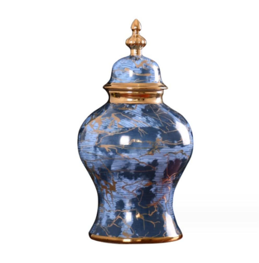 Słoik Imbirowy Ceramiczny Słoik Na Imbir Współczesny Dekoracyjny Słoik Akcent Wystrój Domu Lub Stołu Biurowego Kanister Kuchenny Jingdezhen Antyczny Styl (Color : Blu, Size : 20 * 38cm)