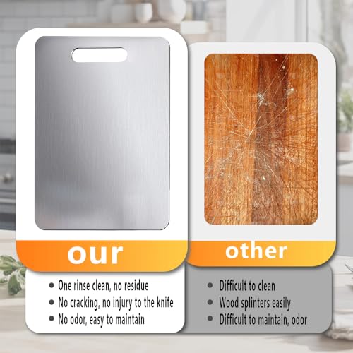 Image of Titanium Cutting Board, Titanium Cutting Boards for Kitchen, Non Toxic, Double-Sided Food Grade Chopping Board for Outdoor Camping(16 inch x 11.5 inch)