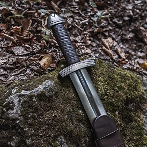 Norse Tradesman Handforged Carbon Steel Viking Sword - One and a Half Handed Design w/ Premium Leather Baldric Scabbard - Helbítr - Thumbnail 4