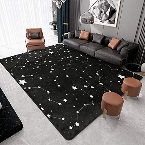 9CH Magic Constellation Area Rug 5'x7' - Black White Star Space R...