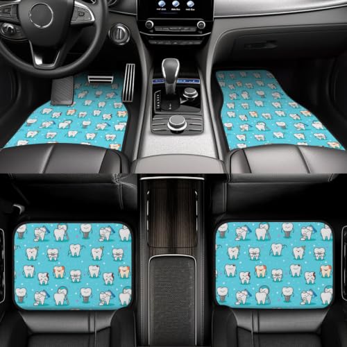 Alfombrillas de coche con diseño dental juego de 4 piezas antideslizantes 6