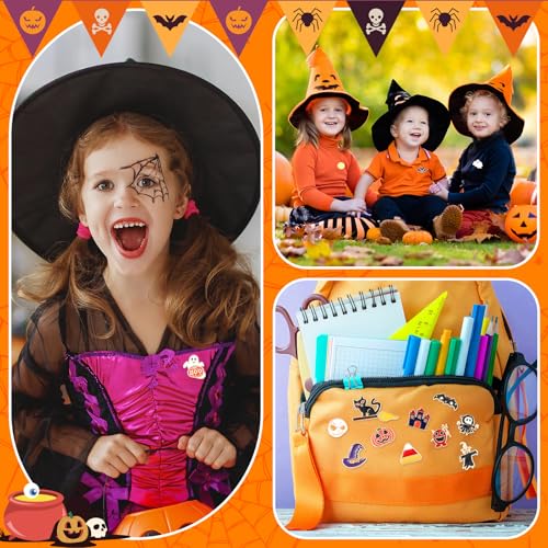 Image of SANNIX 60Pcs Halloween Pins, Halloween Enamel Lapel Pins Assorted Pumpkin Ghost Bat Spider Skeleton Brooch Pins for Clothes Bags Hats Accessories, 30 Styles