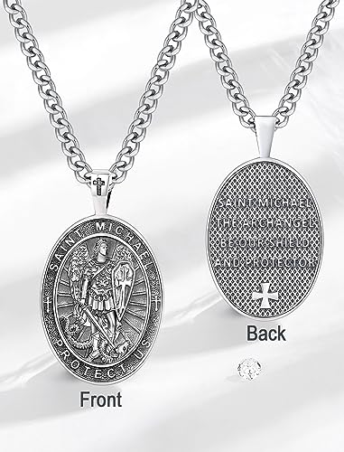INFUSEU Unique Religious Gifts for Men Women, St. Michael/St. Christopher/St. Benedict/Virgin Mary Pendant Necklaces3