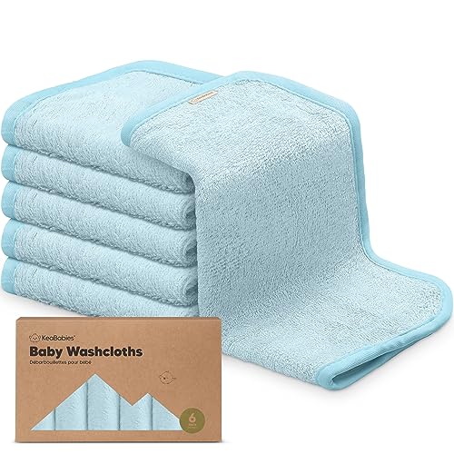 Image of 6-Pack Baby Washcloths - Soft Viscose Derived from Bamboo Washcloth, Baby Wash Cloths, Baby Wash Cloth for Newborn, Kids, Bath Baby Towels, Face Towel, Face Cloths for Washing Face(Bravo Blue)