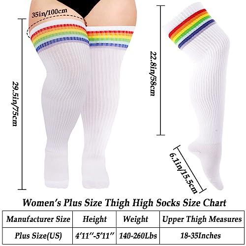 Image of Moon Wood Plus Size Thigh High Socks for Thick Thighs- Womens Knit Cotton Extra Long Over the Knee High Socks Leg Warmer