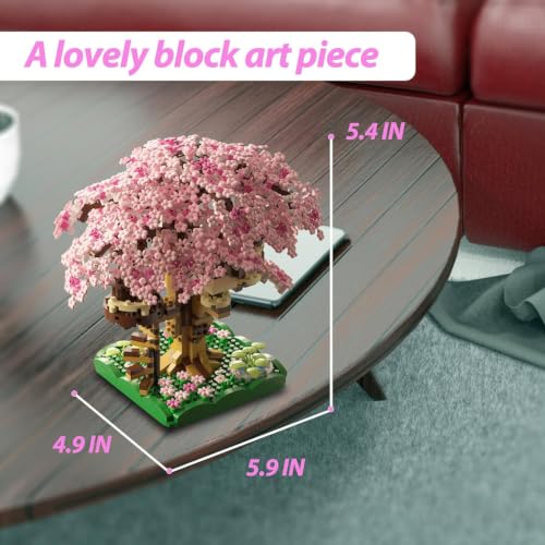 Image of Cherry Blossom Tree House Building Set, 1113+ PCS Japanese Sakura Bonsai Mini Blocks for Ages 14+ | Kawaii Collectible Home Decor | 1 Year Manufacturing Warranty [Pink]