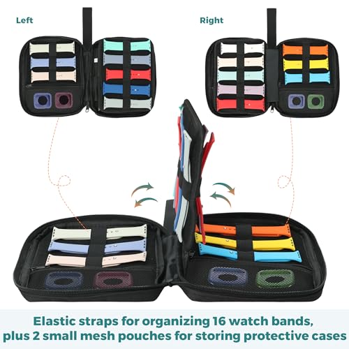 Image of PACMAXI 16 Watch Bands Storage Carrying Case Compatible with Watches,Expandable Watch Band Holder Stores 16 Watch Bands Fit for Most Sizes of Watch Straps,Organizer for Watch Bands, Bag Only