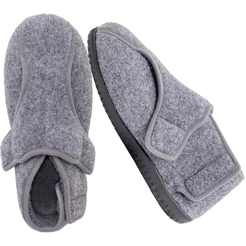 EUROPEAN SOFTEST Men’s Diabetic House Shoes, High-Density Memory Foam Support, Adjustable Extra Wide Fit for Arthritis Swollen Feet, Nonskid Sole, Machine Washable, Indoor/Outdoor Cover