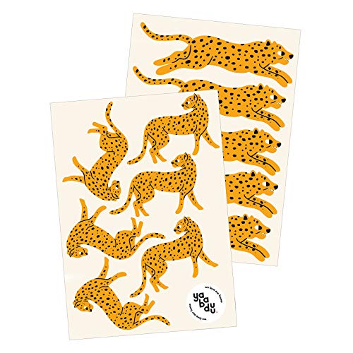 yabaduu Y016 Sticker mural Motif léopard pour chambre d'enfant Motif léopard Afrique savane chat prédateur Orange Cover