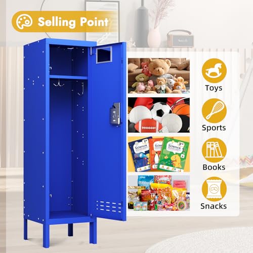 Image of BUTISOW Metal Kids Locker,Metal Cabinet Storage Lockers,Lockable for Employees with Door,54 inch Height Steel Locker,Lockable Steel Locker for Children's Room, Playroom, School,Gym