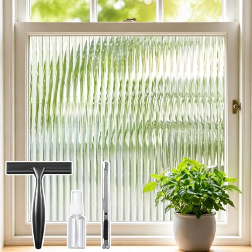 Beautyhero Window Privacy Film 3D Reeded Glass Static Cling, 45.2 x 78.7''