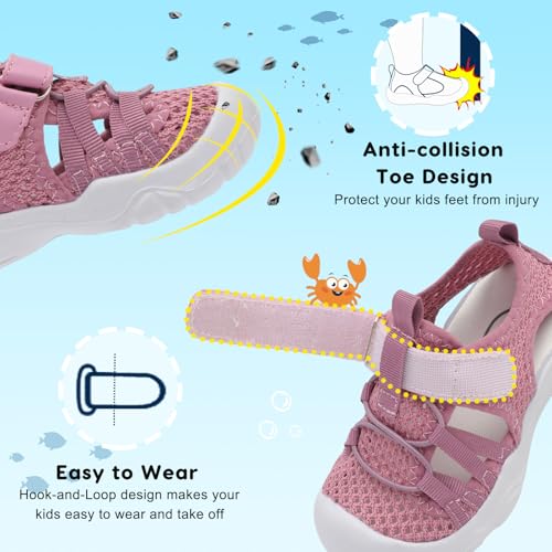 Image of JOINFREE Toddler Boys Girls Water Shoes Breathable Qucik Dry Sport Beach Sandals Lightweight Barefoot Flexible