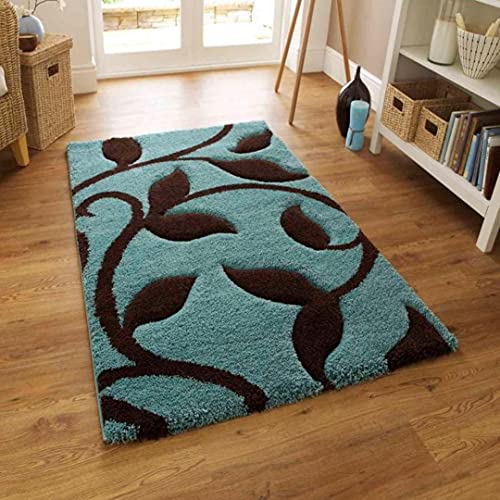 Image of Florida Collection Fur Rectangular Rugs And Carpet For Bedroom, Living Room (5X8 Feet, Blue|Brown)