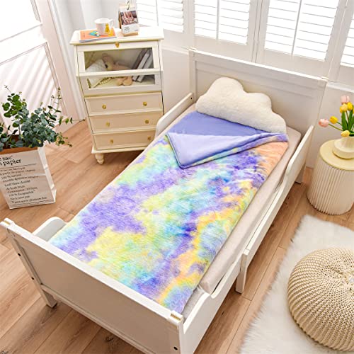Btargot Super Soft Toddler Slumber Bag, Nap Mat With Cloud Pillow For Kids Boys Girls Day Nursery Kindergarten Sleeping Bags, 52 X 26 Inch, Yellowpurple #TOP2