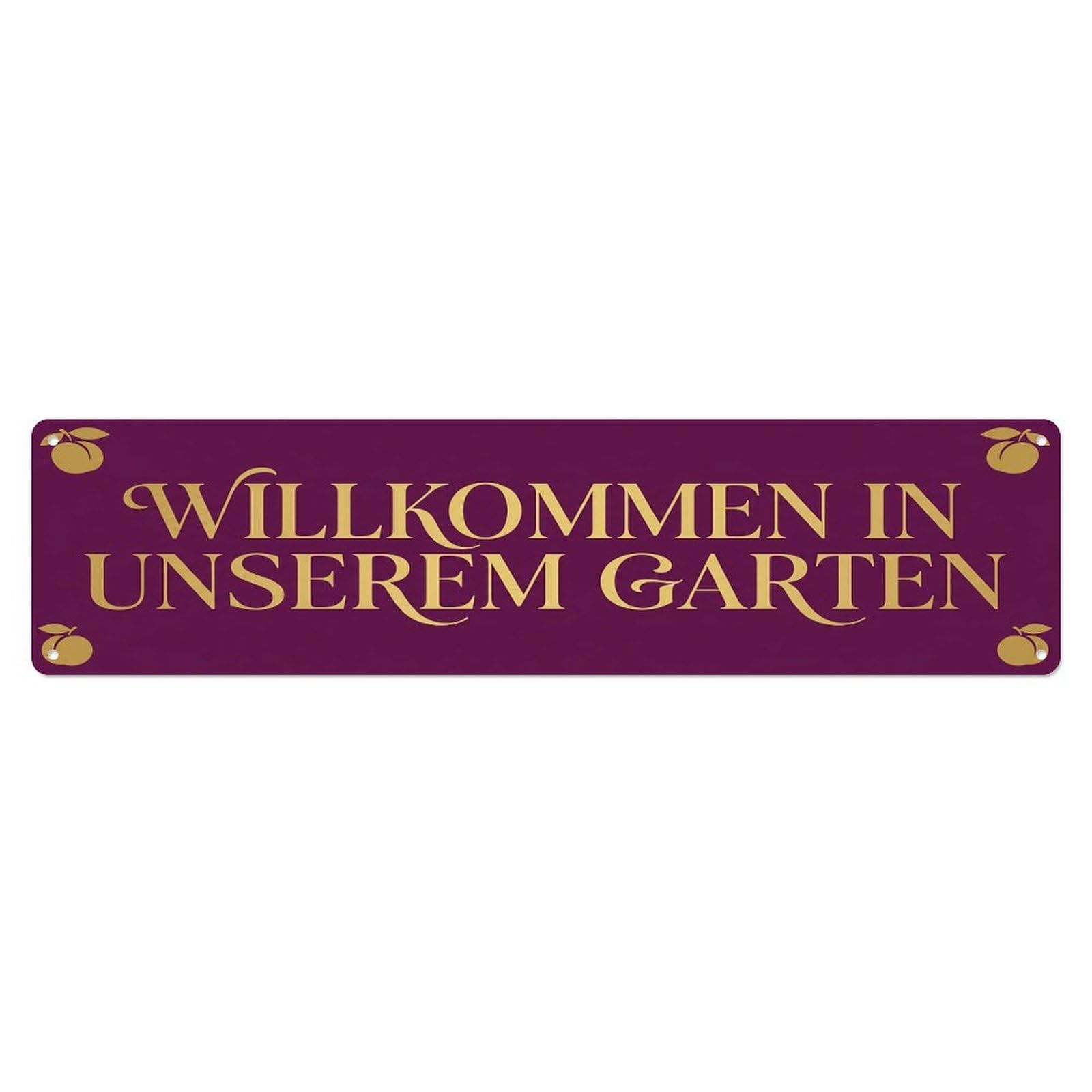 Vintage Welcome to Our Garden Plum Purple Metal Tin Sign
