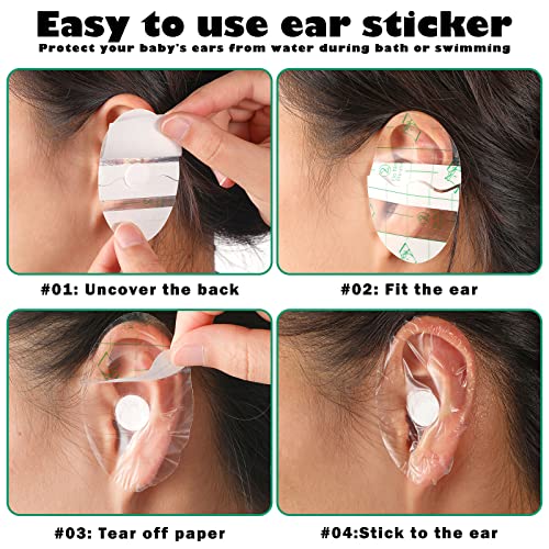 Image of Kingdder 120 Pcs Disposable Baby Ear Covers for Shower Swimming,Green