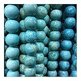Stone Factory Price Turquoise Original Natural Stone Genuine Gemstone Round Loose Bead 16' Strand 4 6 8 10 12MM for Jewelry Making DIY Balance Gemstone Decoration Crystal chenshaobosm ( Size : 8mm )