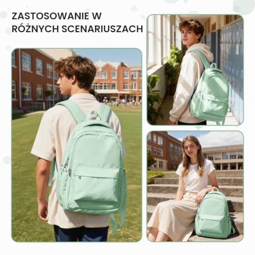 HYC00 Plecak dla Nastolatków Dziewczęcy Plecaki Szkolny Wodoodporny Tornister College Bag Girls Boys Szkoły średniej Plecak Casual Backpacks School Tornister Szkolny Plecaki na co Dzień,Jasnozielony