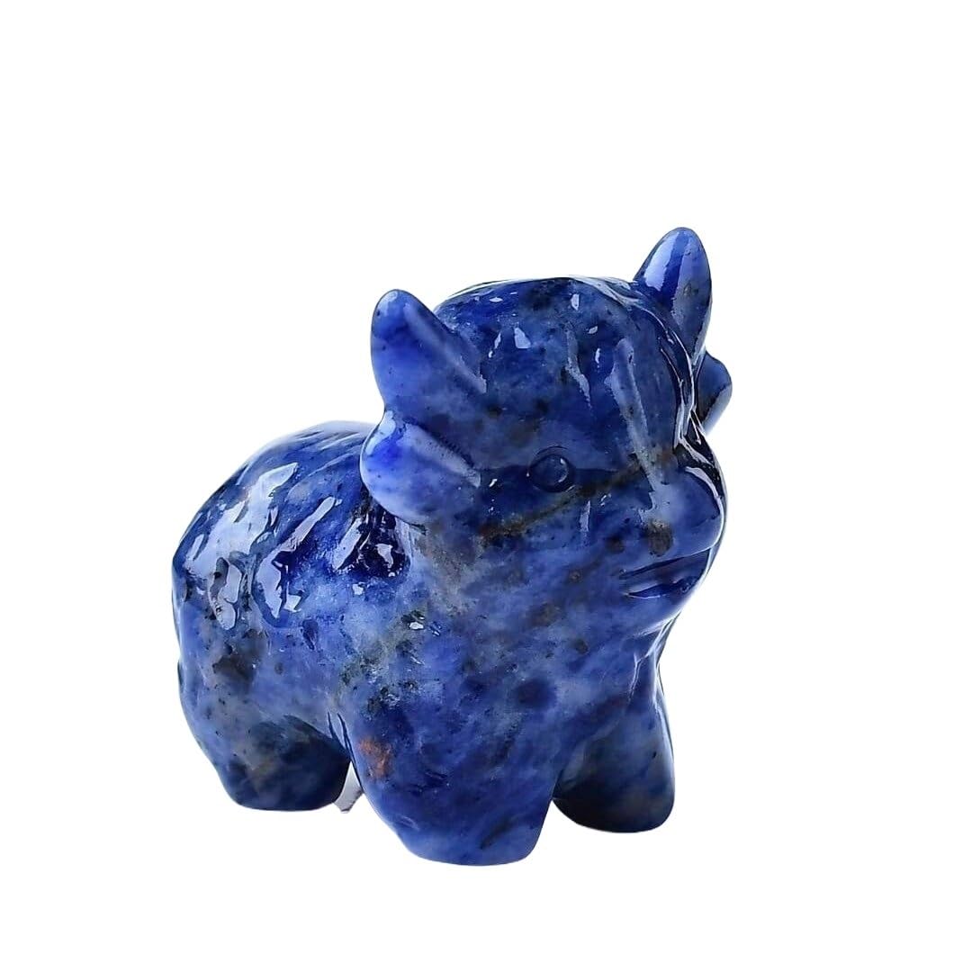 HUFFA Handcrafted Cow Carving from Raw Stone - Unique Home and Office Decoration(Bluestone)