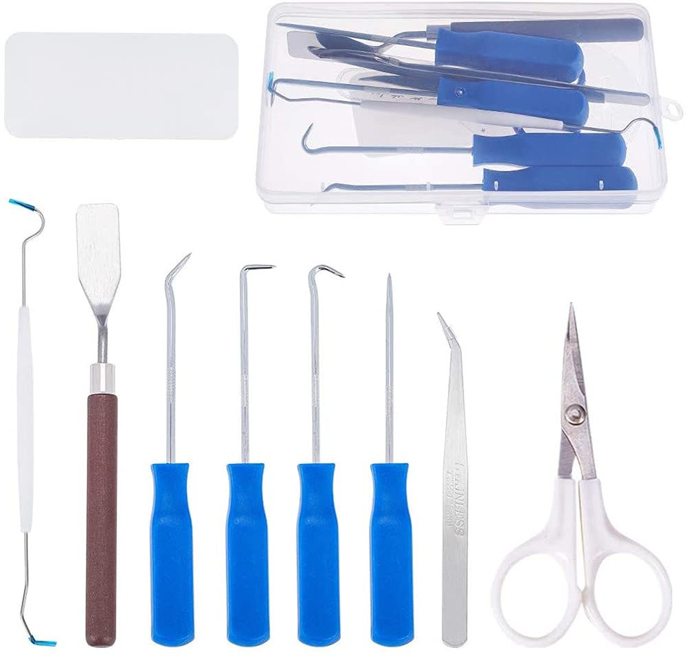 ELECDON 9 PCS DIY Craft Vinyl Weeding Tools, Stainless Steel Precision Vinyl Weeder Cutter Tool for Silhouette, HTV, Cameos, Lettering, Including Scissor Tweezers Weeders Scraper Spatula
