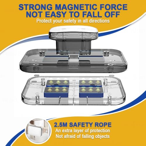 Image of Magnetic Window Glass Cleaner | Doublefaced Glass Cleaner | Double-Side Glazed Two Sided Wiper with 2 Extra Cleaning Cotton Squeegee Washing Equipment Household Magnet | (Square Window)