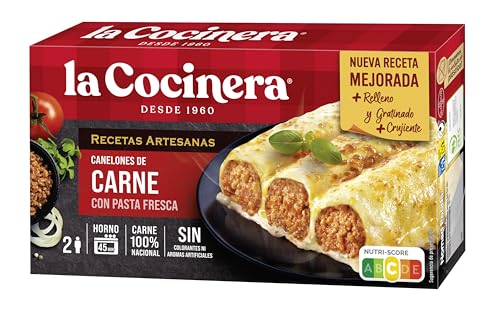La Cocinera Canelones de Carne con Pasta Fresca, Rápido de Preparar, 500g