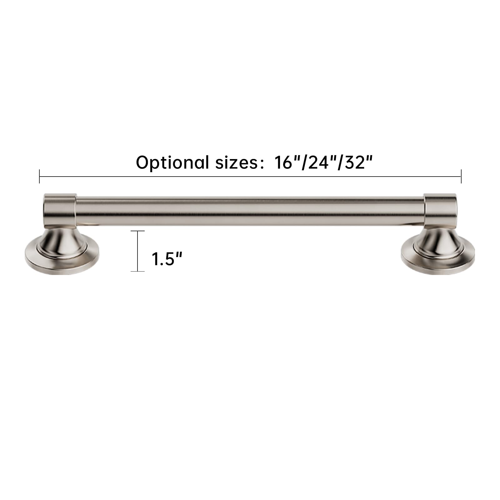 Joyrain Barra de seguridad para personas mayores, acero inoxidable de 16/24/32 pulgadas con soportes de plástico, pasamanos de baño para personas mayores y discapacitados (Teel inoxidable cepillado
