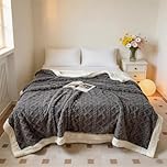 Refein Premium Jacquard Fleece Blanket - Ultra Soft & Warm Double Layer Thermal Blanket for Bed, Sofa & Winter Nights (200x230cm, Gray) - All Season Comfort with Anti-Pilling Technology