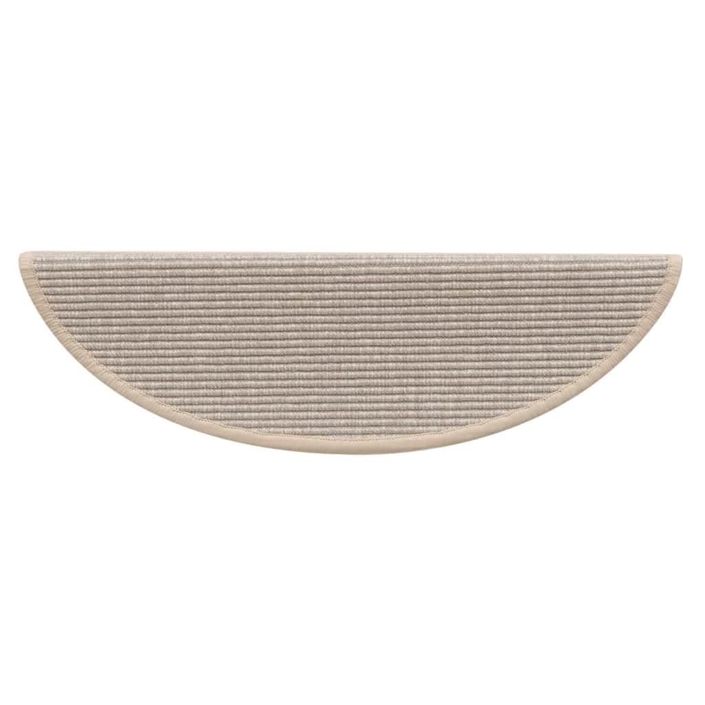 Stufenmatten 15 Stück 56x17x3 cm Silber Halbrund Treppenstufen Matten, Teppich Innen für Treppen, rutschfest Stufenmatten Treppenteppich