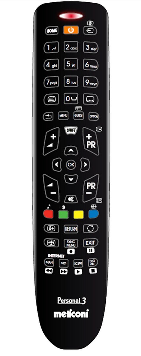 Close-up of Meliconi Personal 3 Plus remote control buttons