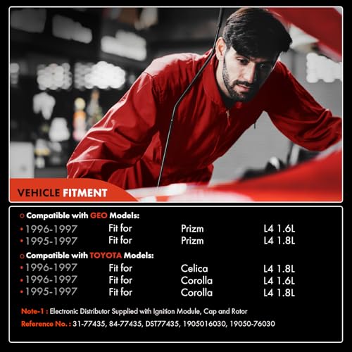 A-Premium Ignition Distributor with Cap and Rotor Compatible with Toyota Corolla 1995-1997, Celica 1996-1997 & Geo Prizm 1995-1997, 1.6L 1.8L by A-Premium - Image 2