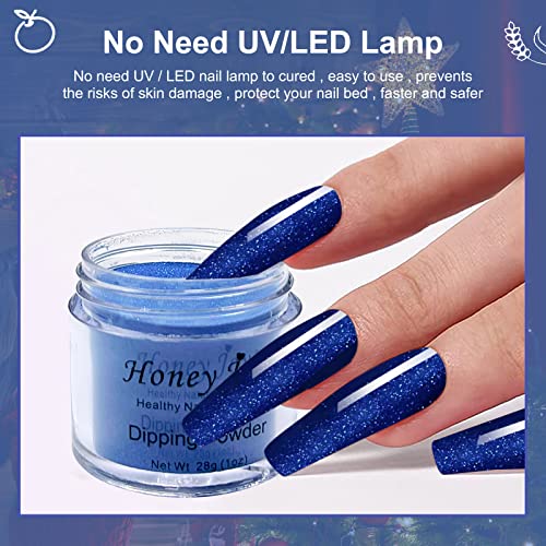Fine Dipping Powder Royal Blue Colors No Need Lamp Cure Dip Powder Nails,Like Gel Polish Effect, Even & Smooth Finishing,(No.43)