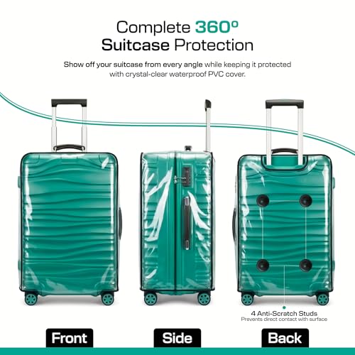 Image of MUTMAIN Pack of 3 Transparent Suitcase Cover Set of 3 with Zipper | Water & Dust Proof Anti-Scratch Luggage Bag Protector | Clear Travel Trolley, Suitcase & Luggage Bag Cover (20, 24 & 28 Inch)