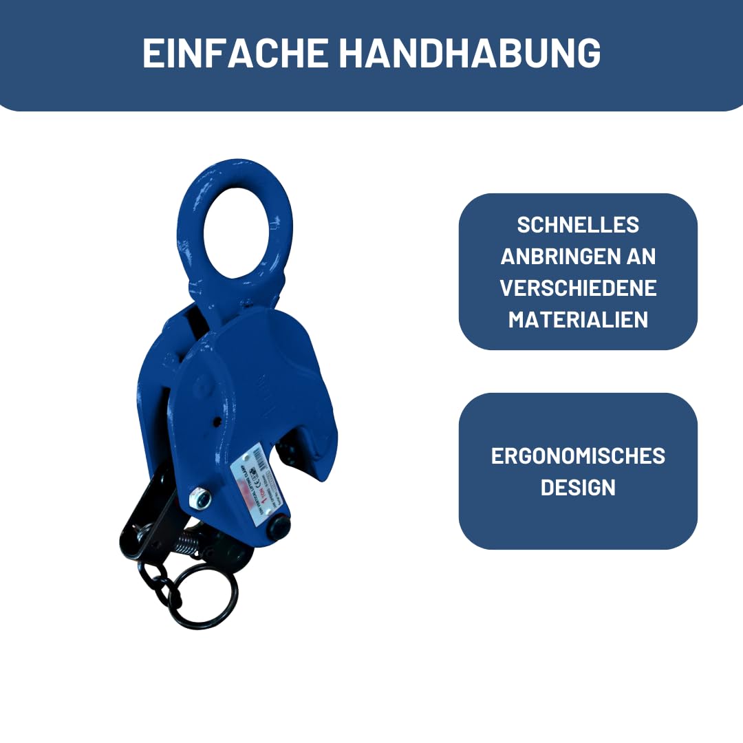 Pallit Hebeklemme 2 Tonnen Blechgreifer Vertikale Sicherheitsklemme für Stahlplatten 2000kg GRAB