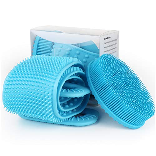Back Scrubber for Shower - Silicone Bath Body Brush Set for Men and Women, Silicone Loofah and Back Washer