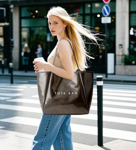 Image of KALIDI PVC Tote Women Weekender Bag Large Shopper Handbag Oversize Shoulder Travel Purse