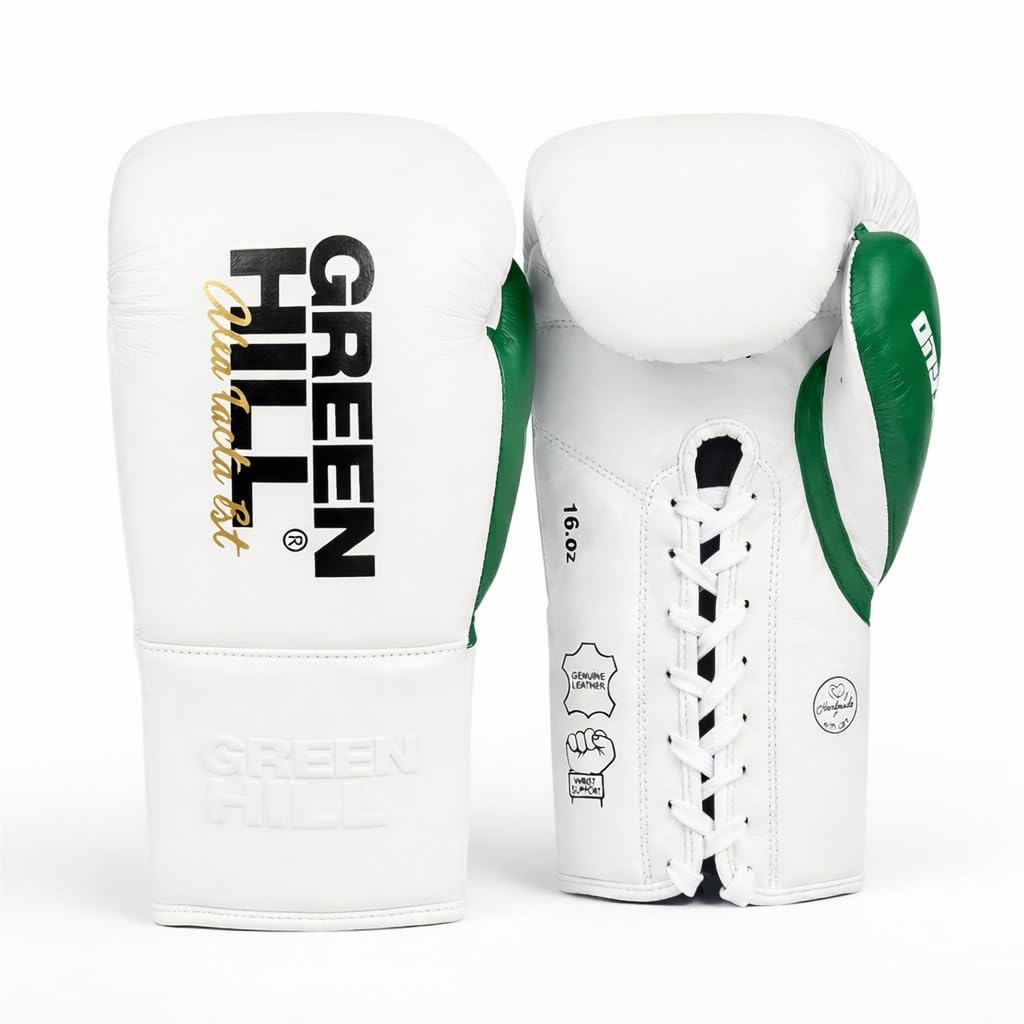 GUANTI DA BOXE PROFESSIONISTI ONYX GREEN HILL GUANTONI LACCI PELLE