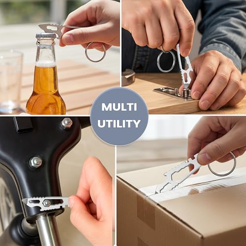 Image of Storite Stainless Steel Multi Tool Keychain - 6-in-1 Compact EDC Tool with Bottle Opener, Screwdriver, Wrench, Cutter & Keyring for Travel, Camping, Outdoor & Everyday Use
