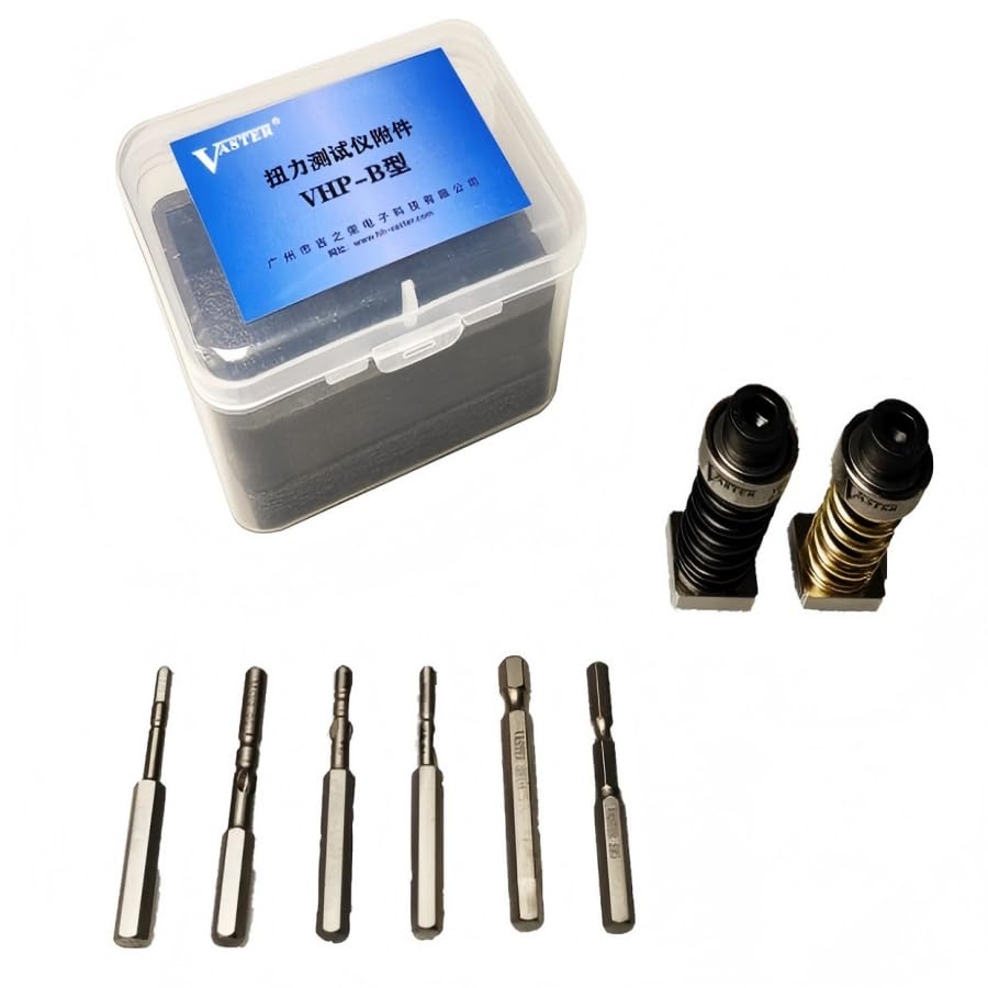 Torque Tester Accessories, VHP-B Type, Professional Testing Components with Storage Case, 9 Pieces